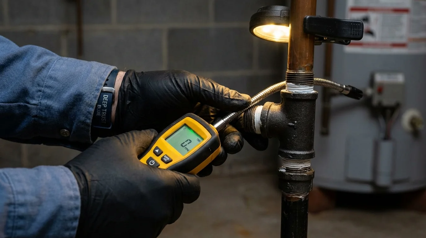 Gas leak detection with electronic sniffer by Johns Plumbing LLC in Teutopolis